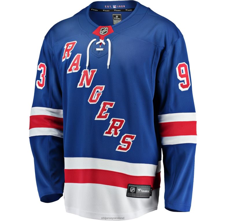 NHL Men New York Rangers Mika Zibanejad Fanatics Branded Blue Home Breakaway Player Game Jersey D002V27 Clothing