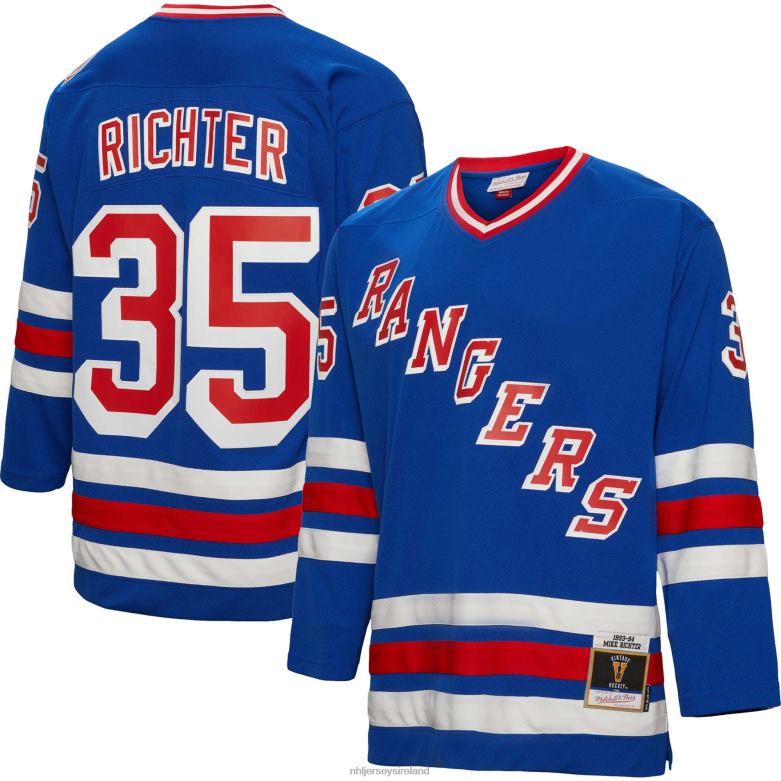 NHL Men New York Rangers Mike Richter Mitchell  Ness Blue 1993 Blue Line Player Jersey D002V538 Clothing