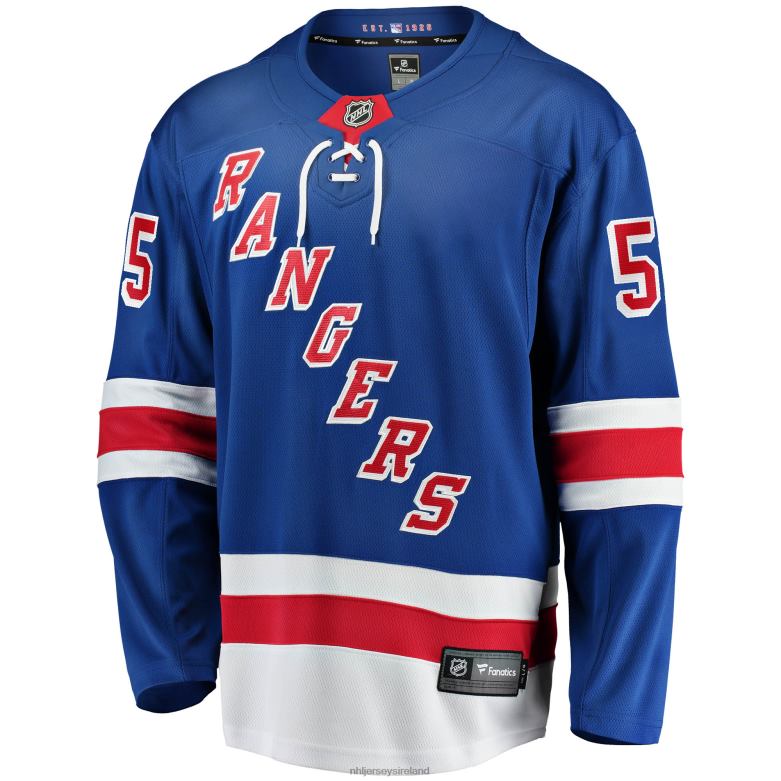NHL Men New York Rangers Ryan Lindgren Fanatics Branded Blue 2017/18 Home Breakaway Replica Jersey D002V337 Clothing