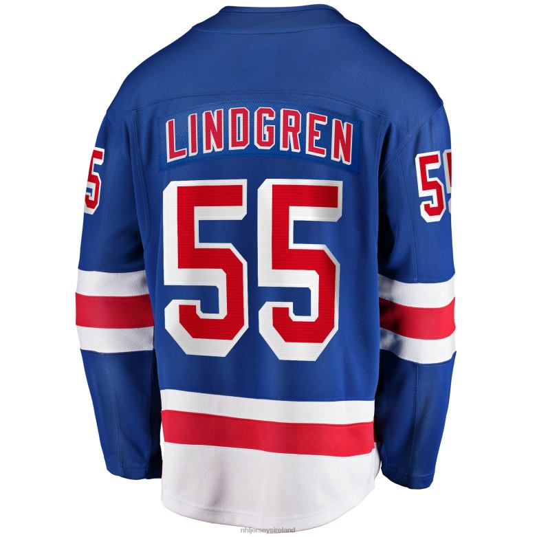 NHL Men New York Rangers Ryan Lindgren Fanatics Branded Blue 2017/18 Home Breakaway Replica Jersey D002V337 Clothing