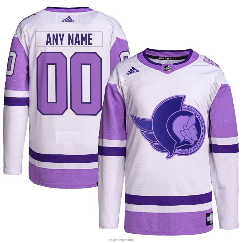 NHL Men Ottawa Senators Adidas White/Purple Hockey Fights Cancer Primegreen Authentic Custom Jersey D002V2084 Clothing
