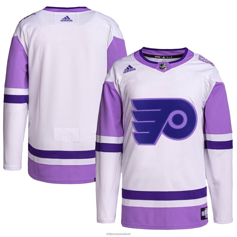 NHL Men Philadelphia Flyers Adidas White/Purple Hockey Fights Cancer Primegreen Authentic Blank Practice Jersey D002V786 Clothing