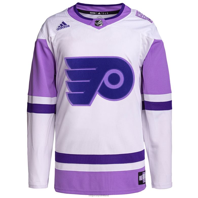 NHL Men Philadelphia Flyers Adidas White/Purple Hockey Fights Cancer Primegreen Authentic Blank Practice Jersey D002V786 Clothing