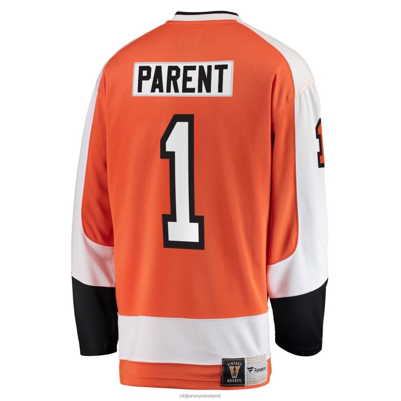 NHL Men Philadelphia Flyers Bernie Parent Fanatics Branded Orange Premier Breakaway Retired Player Jersey D002V577 Clothing