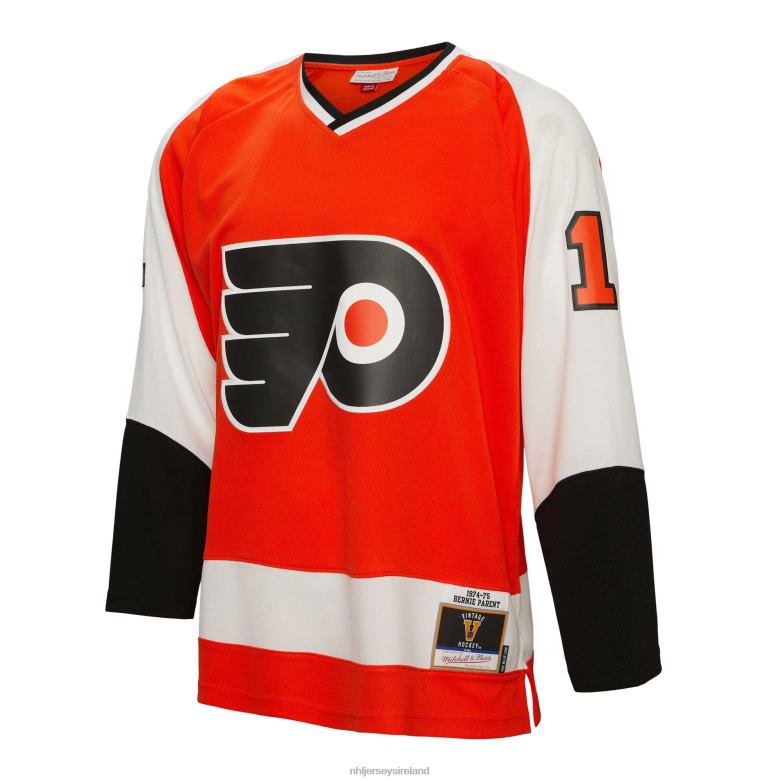NHL Men Philadelphia Flyers Bernie Parent Mitchell  Ness Orange 1974 Blue Line Player Jersey D002V942 Clothing