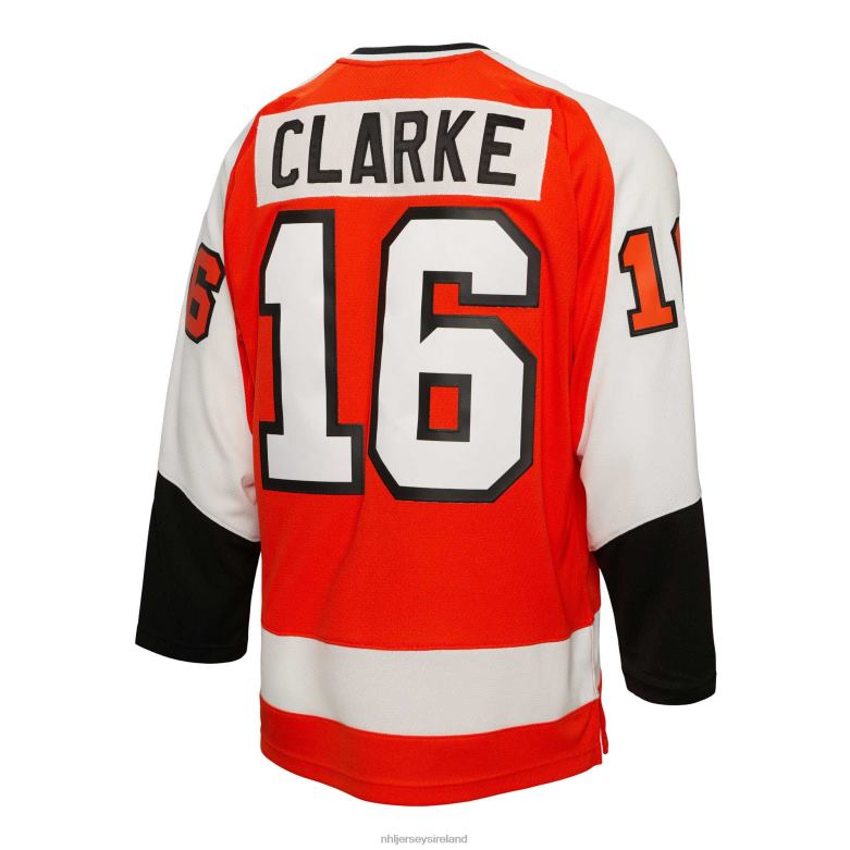 NHL Men Philadelphia Flyers Bobby Clarke Mitchell  Ness Orange 1974 Blue Line Player Jersey D002V1133 Clothing