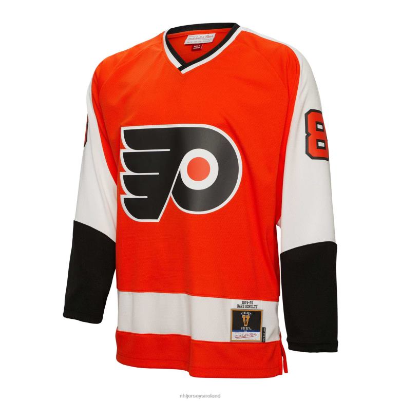 NHL Men Philadelphia Flyers Dave Schultz Mitchell  Ness Orange 1974 Blue Line Player Jersey D002V975 Clothing