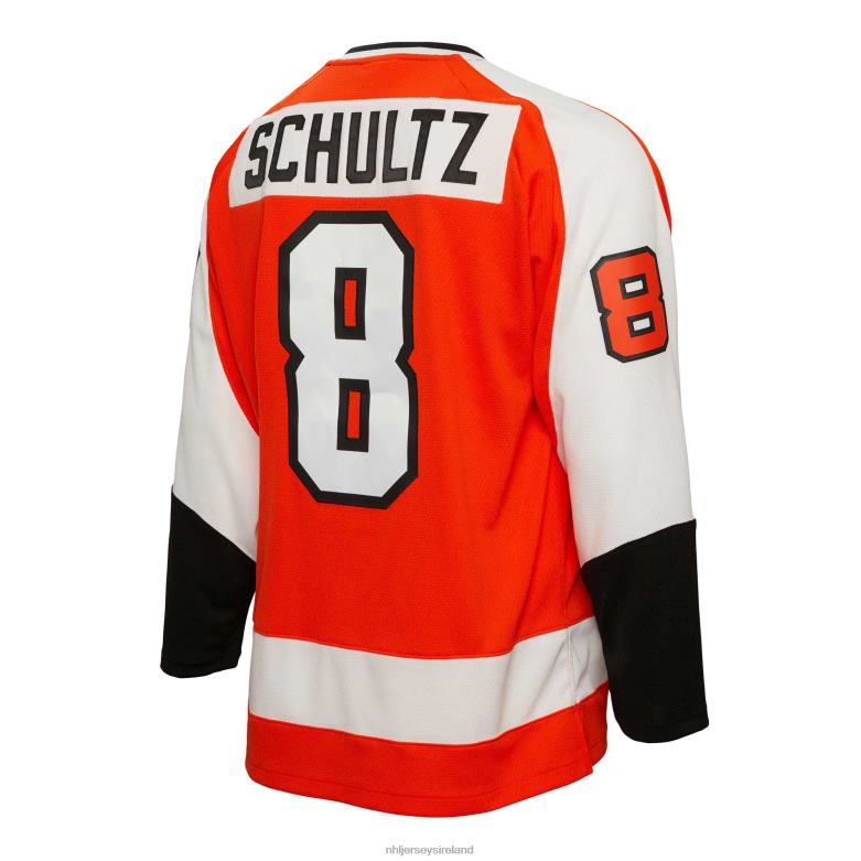 NHL Men Philadelphia Flyers Dave Schultz Mitchell  Ness Orange 1974 Blue Line Player Jersey D002V975 Clothing