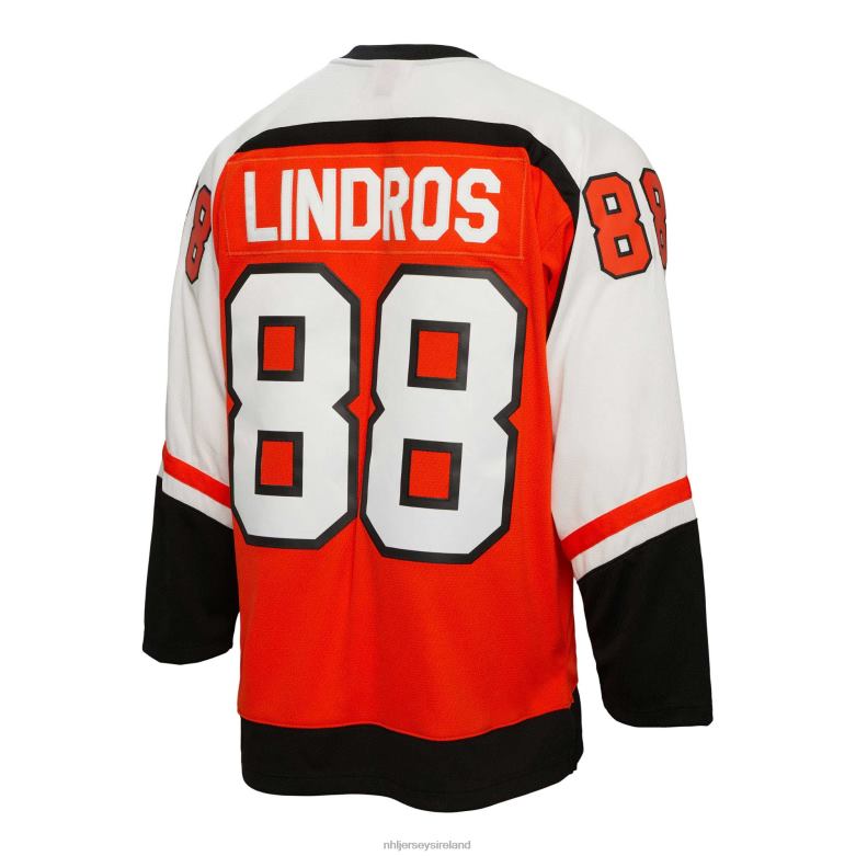 NHL Men Philadelphia Flyers Eric Lindros Mitchell  Ness Orange 1992 Blue Line Player Jersey D002V155 Clothing