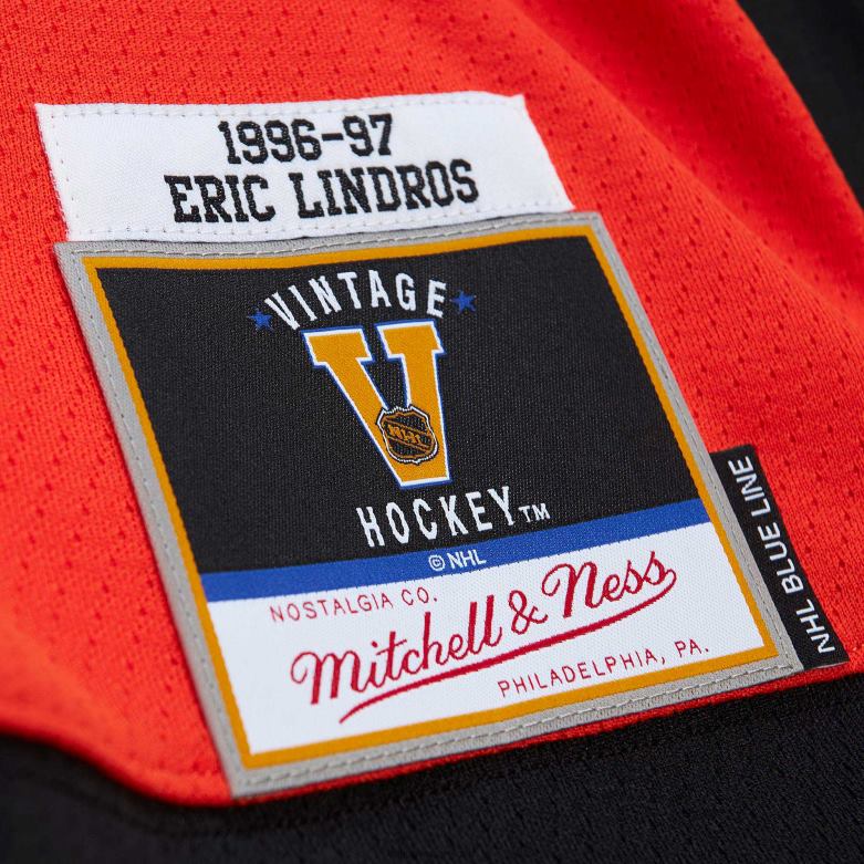 NHL Men Philadelphia Flyers Eric Lindros Mitchell  Ness Orange 1992 Blue Line Player Jersey D002V155 Clothing