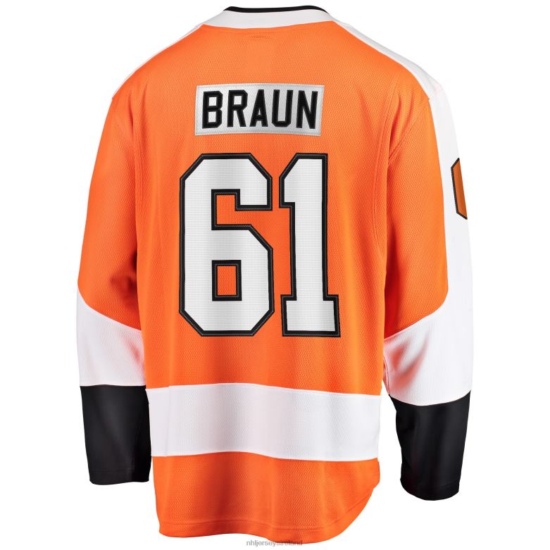 NHL Men Philadelphia Flyers Justin Braun Fanatics Branded Orange Breakaway Player Jersey D002V1739 Clothing