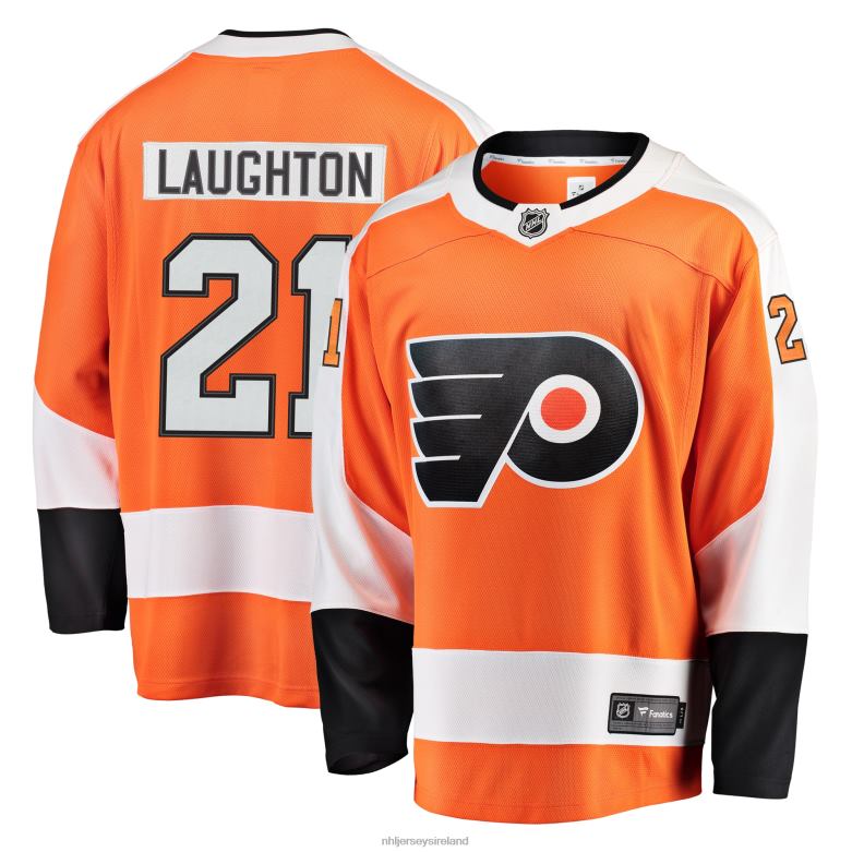 NHL Men Philadelphia Flyers Scott Laughton Fanatics Branded Orange Breakaway Jersey D002V2387 Clothing