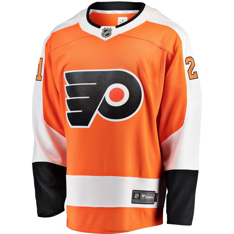 NHL Men Philadelphia Flyers Scott Laughton Fanatics Branded Orange Breakaway Jersey D002V2387 Clothing