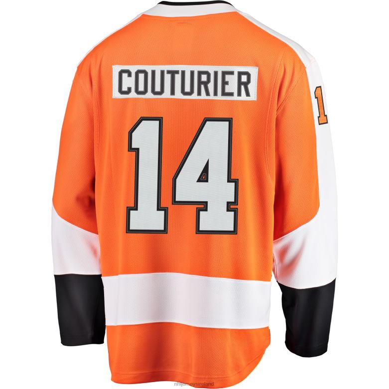 NHL Men Philadelphia Flyers Sean Couturier Fanatics Branded Orange Breakaway Jersey D002V1821 Clothing
