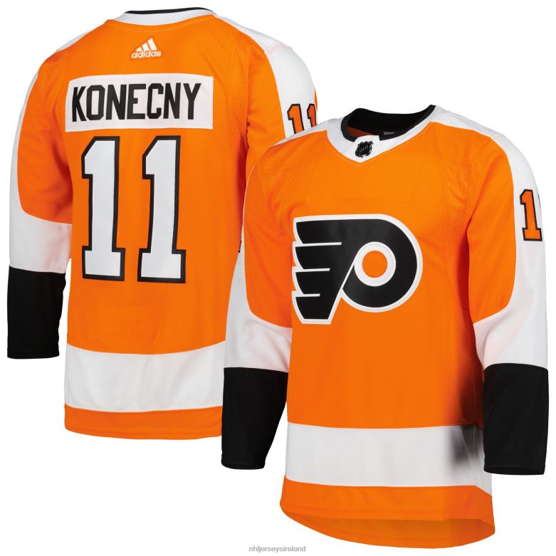 NHL Men Philadelphia Flyers Travis Konecny Adidas Orange Primegreen Authentic Pro Home Player Jersey D002V562 Clothing