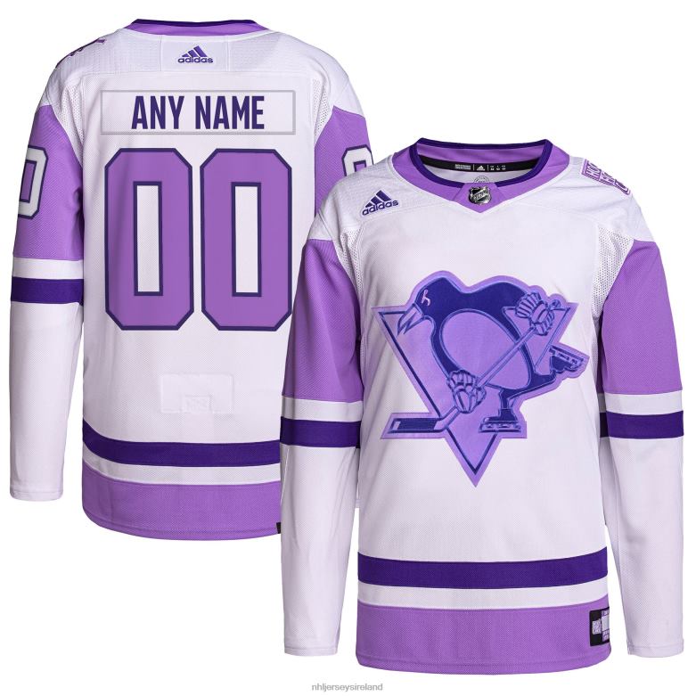 NHL Men Pittsburgh Penguins Adidas White/Purple Hockey Fights Cancer Primegreen Authentic Custom Jersey D002V1162 Clothing