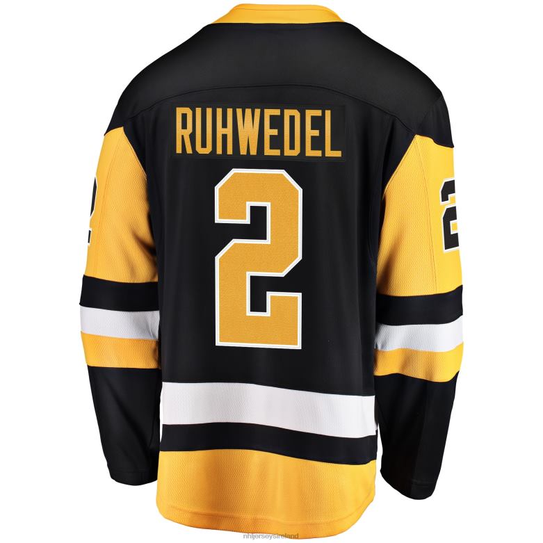 NHL Men Pittsburgh Penguins Chad Ruhwedel Fanatics Branded Black Home Breakaway Player Jersey D002V1817 Clothing