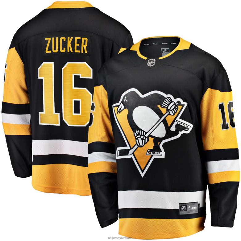 NHL Men Pittsburgh Penguins Jason Zucker Fanatics Branded Black Breakaway Player Jersey D002V459 Clothing