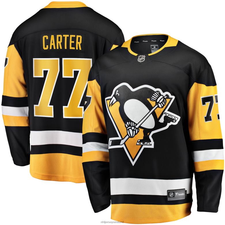 NHL Men Pittsburgh Penguins Jeff Carter Fanatics Branded Black 2017/18 Home Breakaway Replica Jersey D002V1910 Clothing