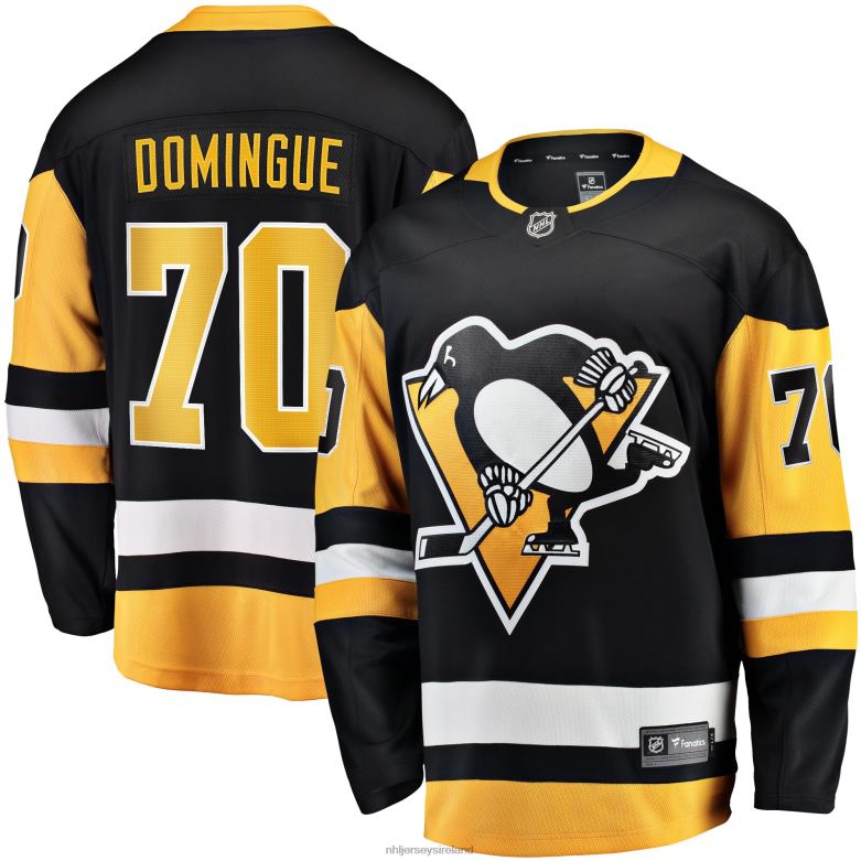 NHL Men Pittsburgh Penguins Louis Domingue Fanatics Branded Black Home Breakaway Player Jersey D002V1969 Clothing