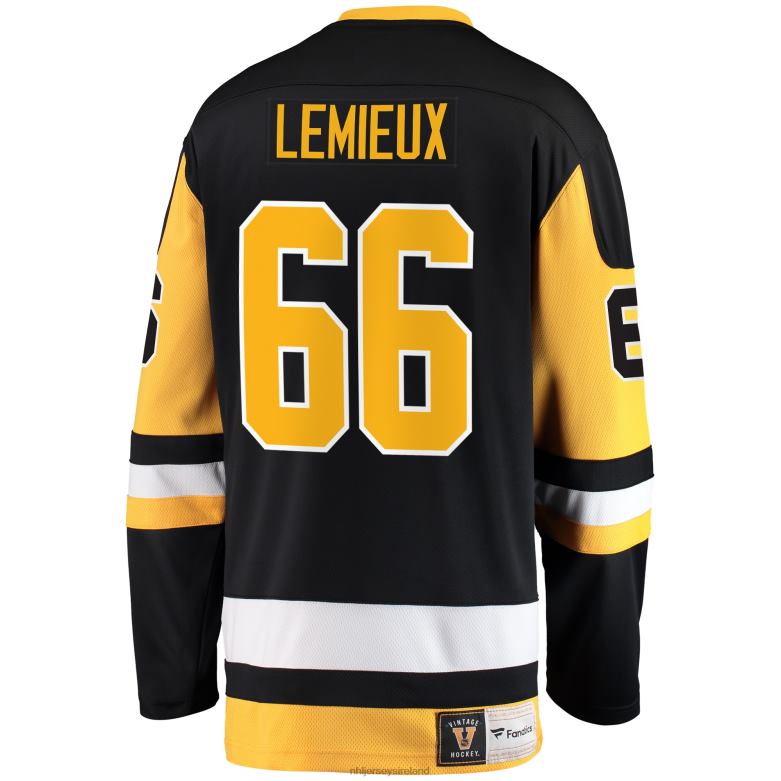 NHL Men Pittsburgh Penguins Mario Lemieux Fanatics Branded Black Premier Breakaway Retired Player Jersey D002V90 Clothing