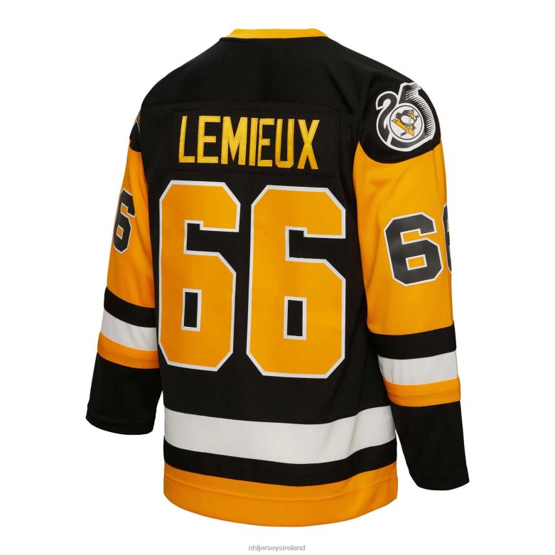 NHL Men Pittsburgh Penguins Mario Lemieux Mitchell  Ness Black 1991 Blue Line Player Jersey D002V327 Clothing