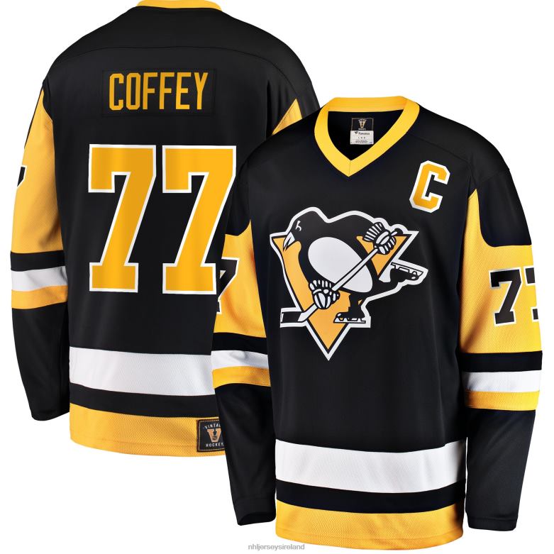 NHL Men Pittsburgh Penguins Paul Coffey Fanatics Branded Black Premier Breakaway Retired Player Jersey D002V1348 Clothing