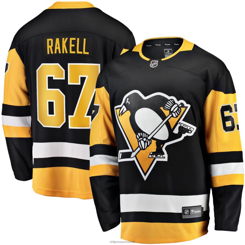 NHL Men Pittsburgh Penguins Rickard Rakell Fanatics Branded Black Home Breakaway Player Jersey D002V552 Clothing