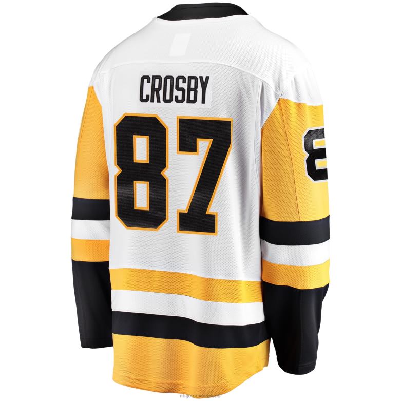 NHL Men Pittsburgh Penguins Sidney Crosby Fanatics Branded White Captain Away Premier Breakaway Player Jersey D002V34 Clothing