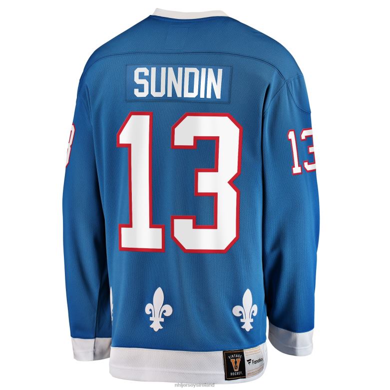 NHL Men Quebec Nordiques Mats Sundin Fanatics Branded Blue Premier Breakaway Retired Player Jersey D002V1006 Clothing