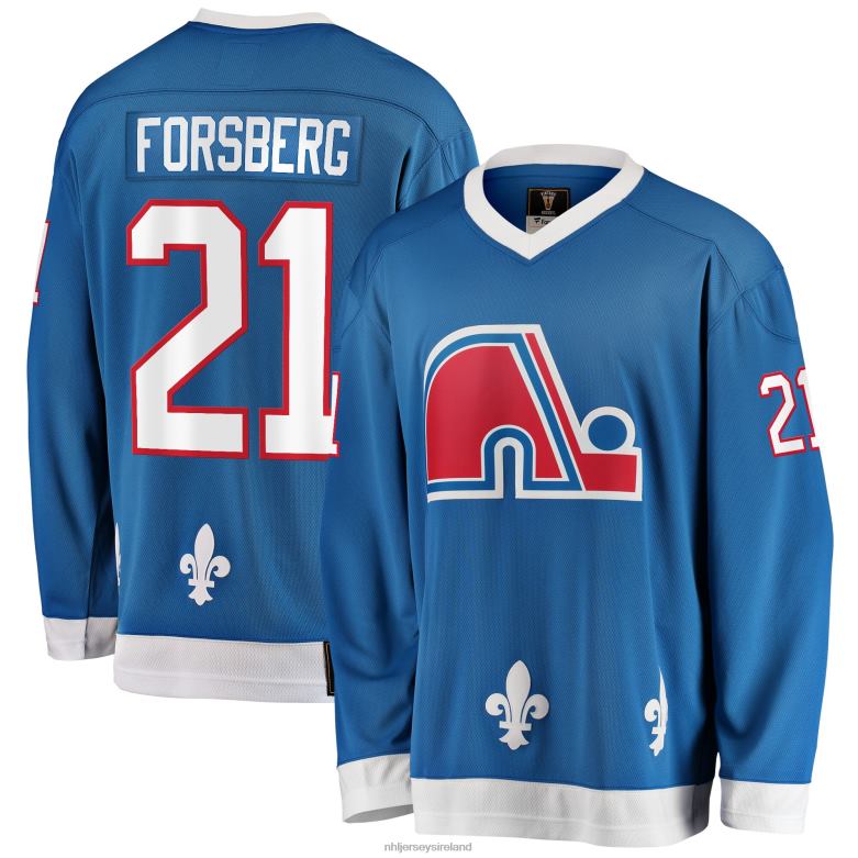 NHL Men Quebec Nordiques Peter Forsberg Fanatics Branded Blue Premier Breakaway Retired Player Jersey D002V313 Clothing