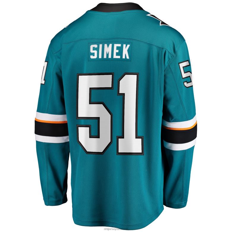 NHL Men Radim Simek San Jose Sharks Fanatics Branded Home Breakaway Player Jersey - Teal D002V2316 Clothing