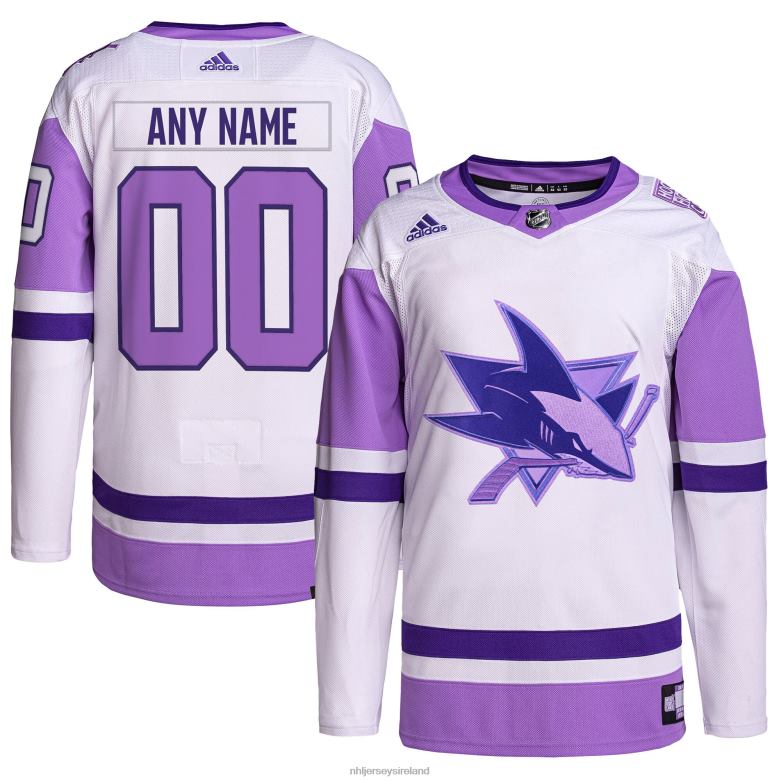 NHL Men San Jose Sharks Adidas White/Purple Hockey Fights Cancer Primegreen Authentic Custom Jersey D002V2085 Clothing