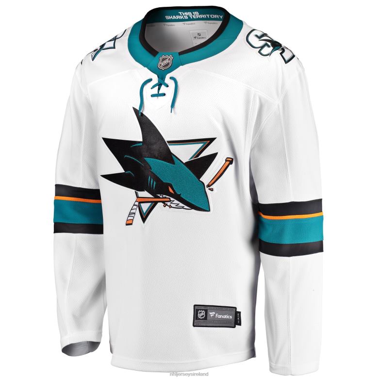 NHL Men San Jose Sharks Fanatics Branded White Breakaway Away Jersey D002V1523 Clothing