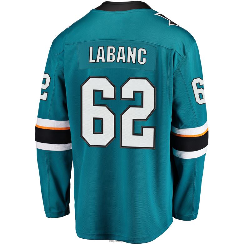 NHL Men San Jose Sharks Kevin Labanc Fanatics Branded Teal Breakaway Jersey D002V2373 Clothing