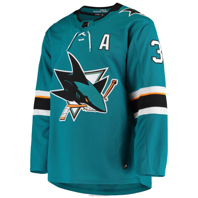 NHL Men San Jose Sharks Logan Couture Adidas Teal Home Authentic Alternate Captain Player Jersey D002V1698 Clothing