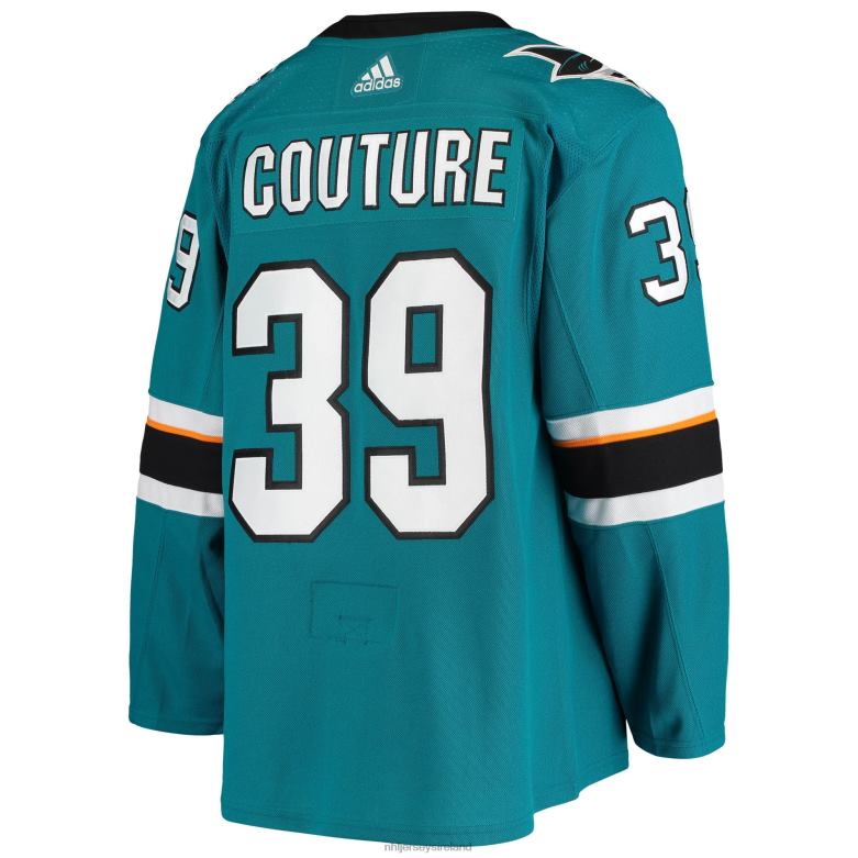 NHL Men San Jose Sharks Logan Couture Adidas Teal Home Authentic Alternate Captain Player Jersey D002V1698 Clothing