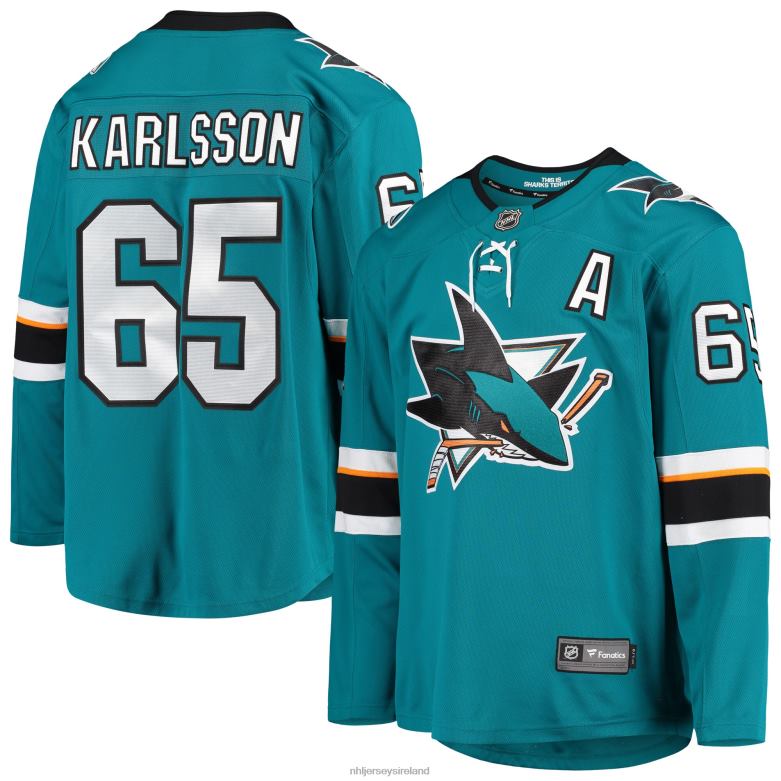 NHL Men San Jose Sharks Melker Karlsson Fanatics Branded Teal Breakaway Home Player Jersey D002V2271 Clothing