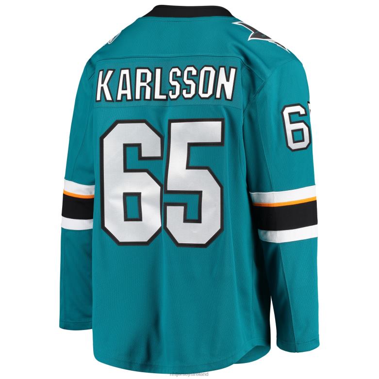 NHL Men San Jose Sharks Melker Karlsson Fanatics Branded Teal Breakaway Home Player Jersey D002V2271 Clothing
