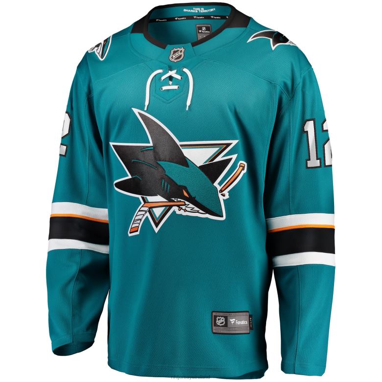 NHL Men San Jose Sharks Patrick Marleau Fanatics Branded Teal Replica Player Jersey D002V776 Clothing