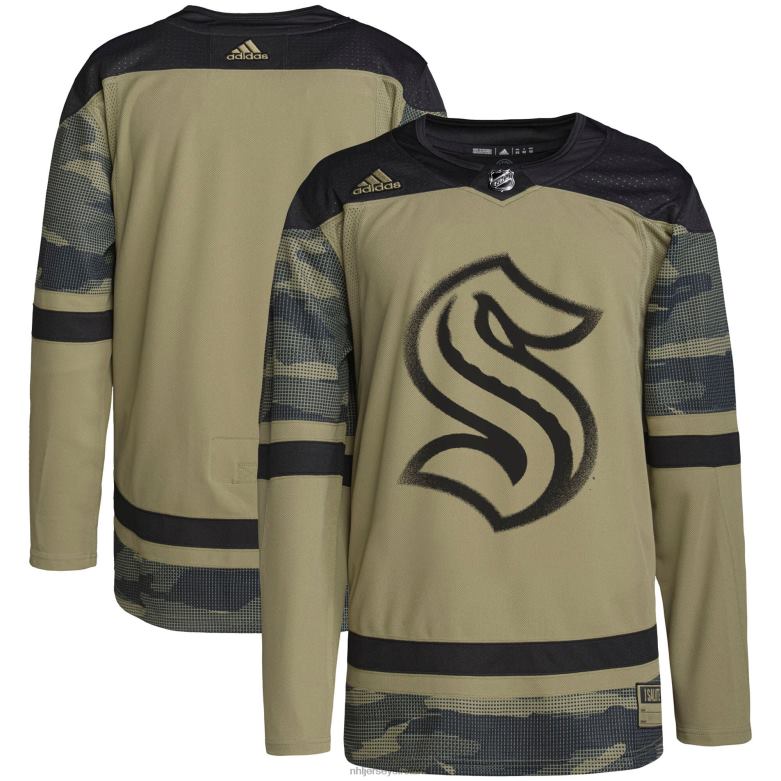 NHL Men Seattle Kraken Adidas Camo Military Appreciation Team Authentic Practice Jersey D002V911 Clothing