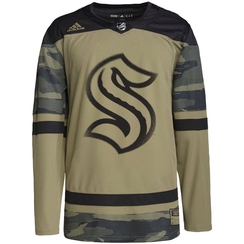 NHL Men Seattle Kraken Adidas Camo Military Appreciation Team Authentic Practice Jersey D002V911 Clothing