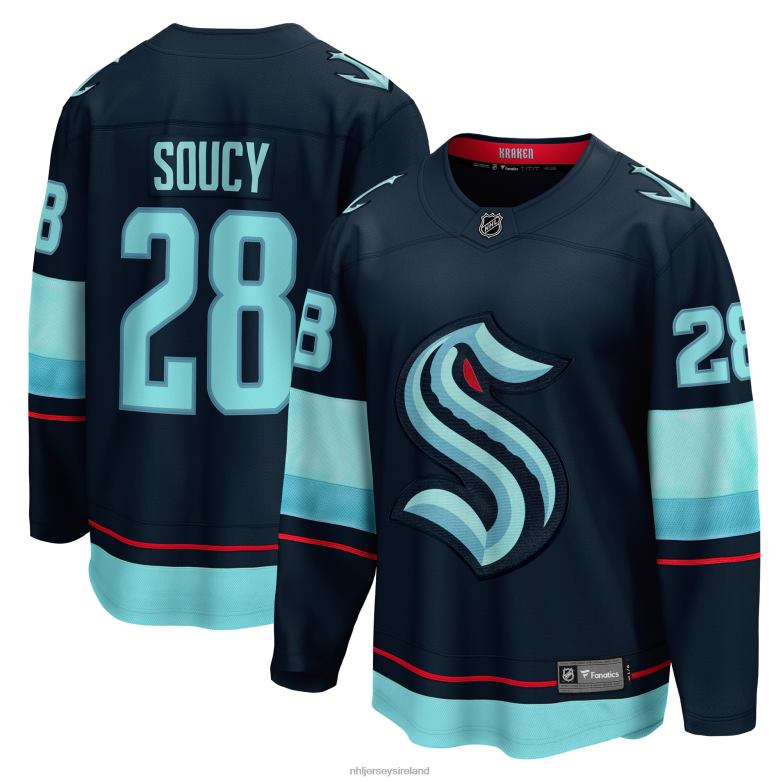 NHL Men Seattle Kraken Carson Soucy Fanatics Branded Deep Sea Blue Home Breakaway Player Jersey D002V1462 Clothing