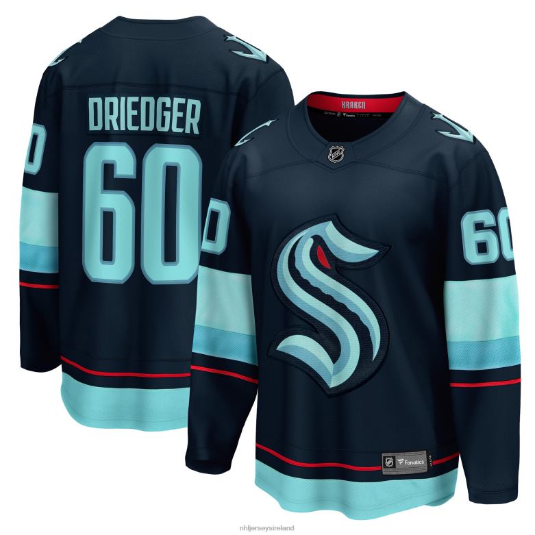 NHL Men Seattle Kraken Chris Driedger Fanatics Branded Deep Sea Blue Home Breakaway Player Jersey D002V2340 Clothing