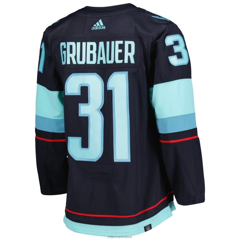 NHL Men Seattle Kraken Philipp Grubauer Adidas Deep Sea Blue Primegreen Authentic Pro Home Player Jersey D002V375 Clothing