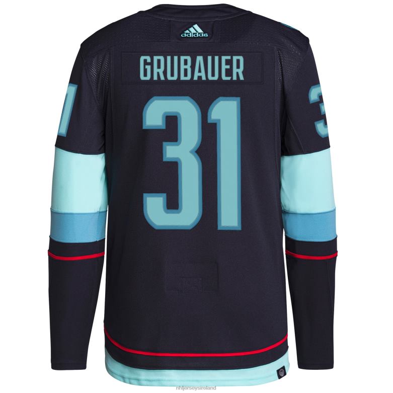 NHL Men Seattle Kraken Philipp Grubauer Adidas Navy Home Authentic Primegreen Player Jersey D002V2146 Clothing