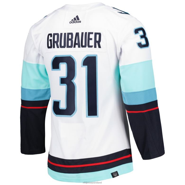 NHL Men Seattle Kraken Philipp Grubauer Adidas White Primegreen Authentic Pro Away Player Jersey D002V1129 Clothing