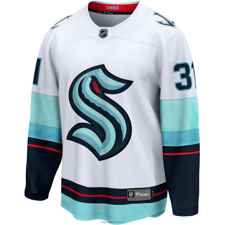 NHL Men Seattle Kraken Philipp Grubauer Fanatics Branded White Away Premier Breakaway Player Jersey D002V1383 Clothing