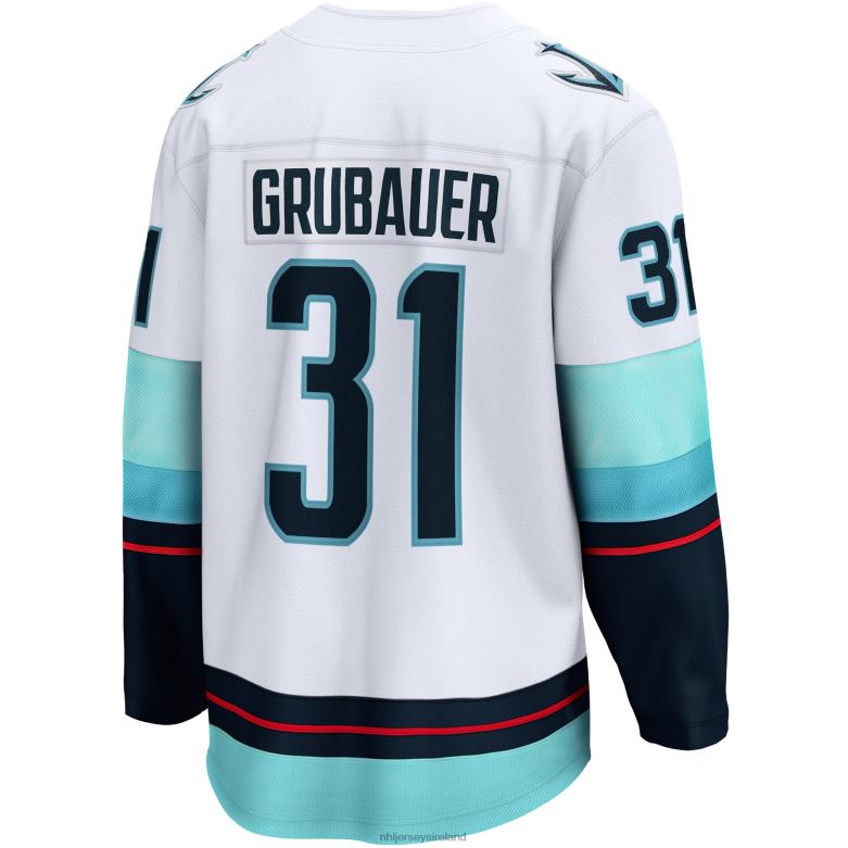 NHL Men Seattle Kraken Philipp Grubauer Fanatics Branded White Away Premier Breakaway Player Jersey D002V1383 Clothing