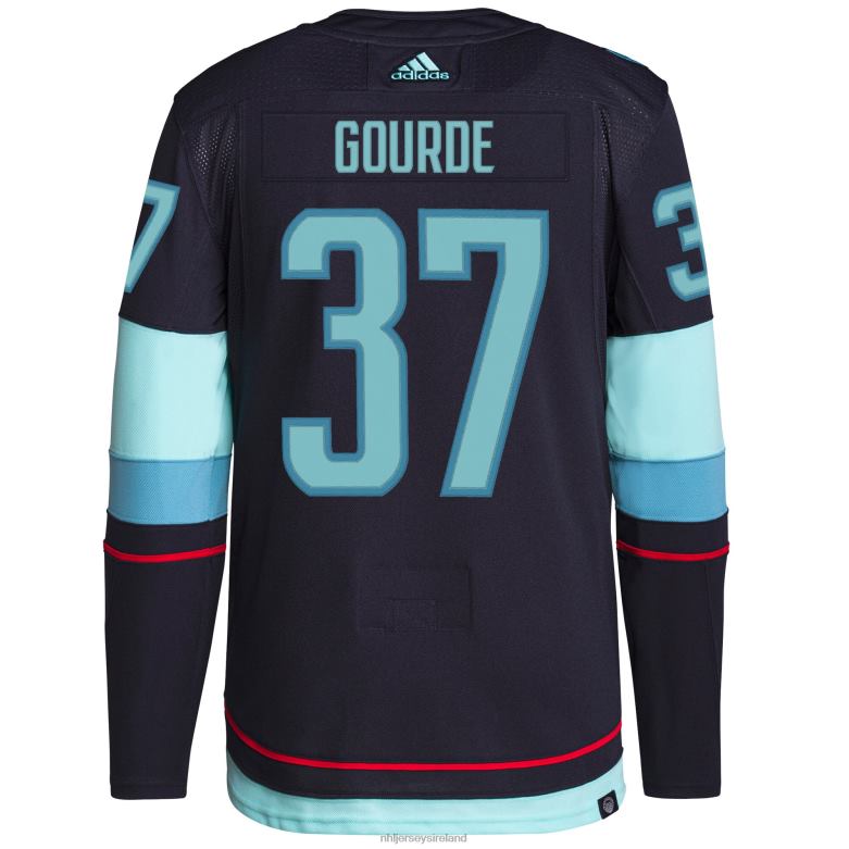 NHL Men Seattle Kraken Yanni Gourde Adidas Navy Home Authentic Primegreen Player Jersey D002V609 Clothing